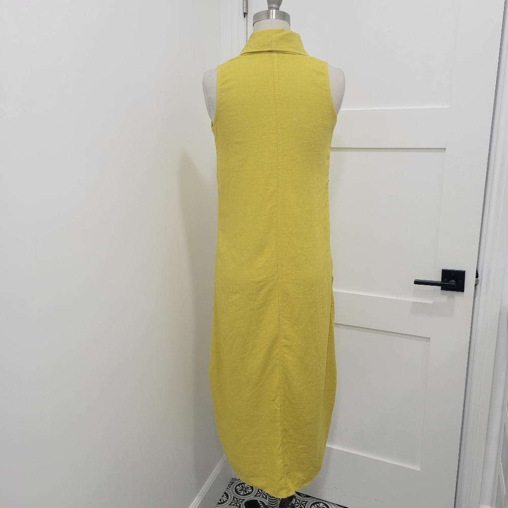 For Cynthia Linen Blend Cowl Neck Dress Mustard Yellow Size XS - Picture 5 of 10